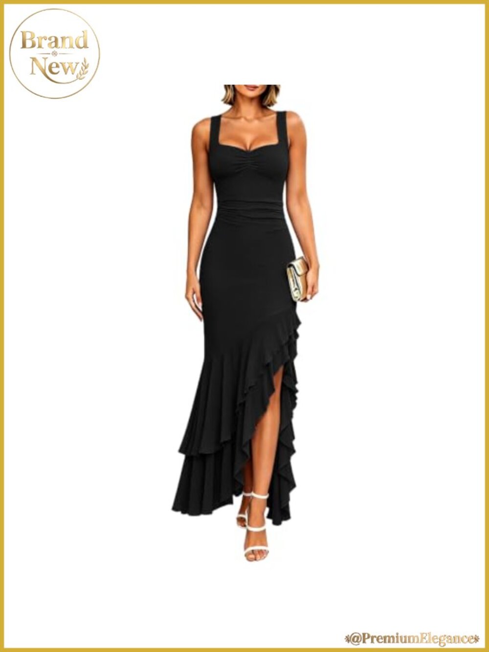 Elegant Sleeveless Bodycon Maxi Dress Mesh Mermaid Formal Wedding Guest